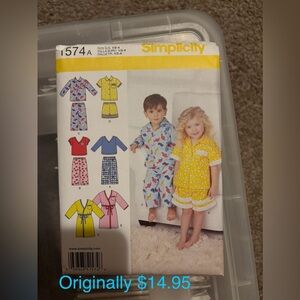 Simplicity Kids Pajama Set Sewing Pattern